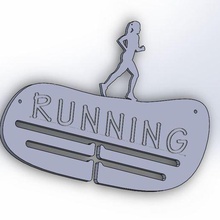 lady runner's medallion fashion runner running corridor hang up medals 3d print model - Mito3D