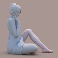 lady sitting art woman girl miniature figurine installation dress fashion 3d print model - Mito3D