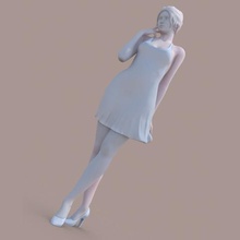 lady walking art woman girl miniature figurine installation dress fashion women 3d print model - Mito3D