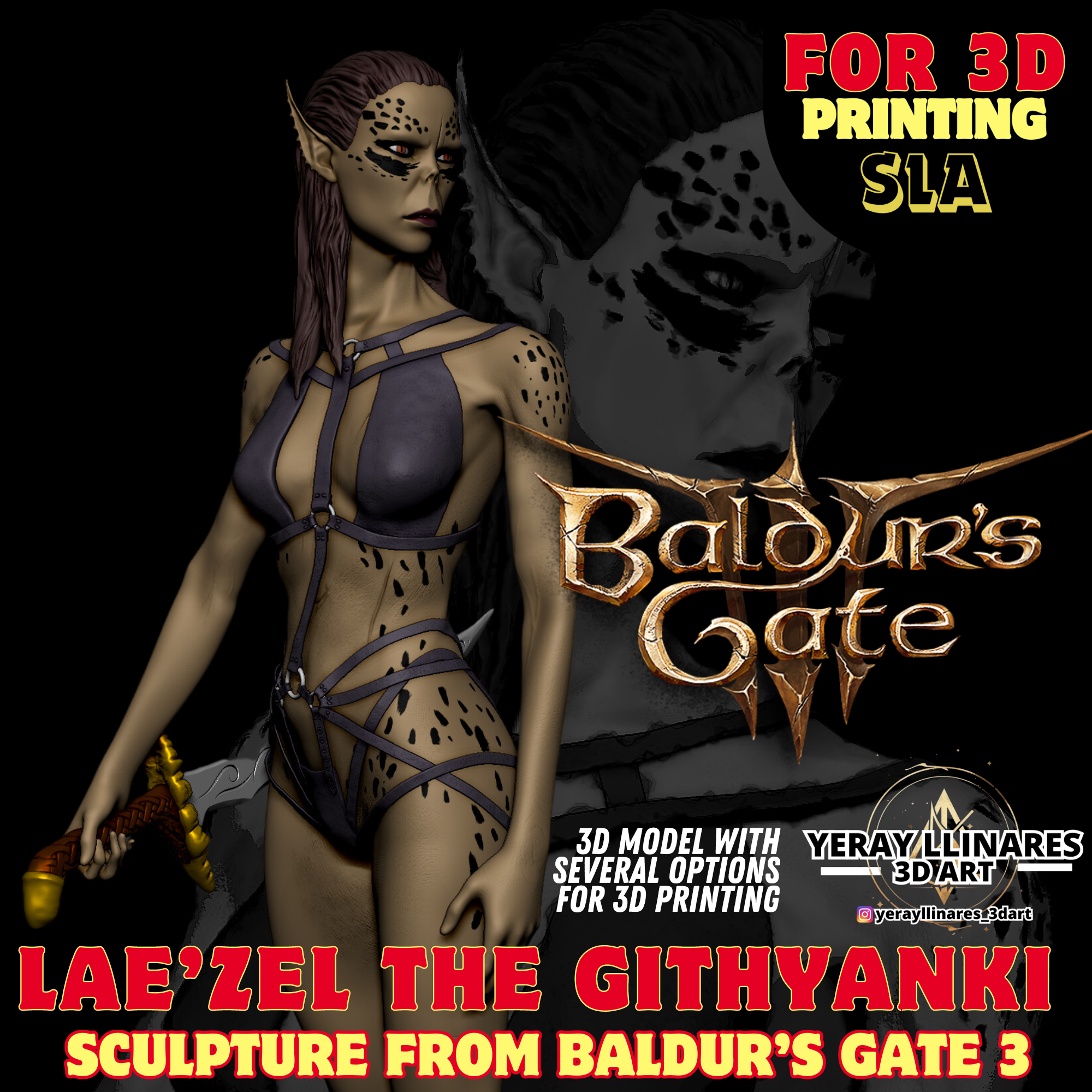 lae'zel githyanki sculpture baldur's gate 3 Art impresion3d baldursgate3 dnd laezel fantasyart fanart craftyouradventure diyheroes esculturadigital collectibles aventurasencasa artefantastico dndart printyourheroes makercommunity 3D print model - Mito3D