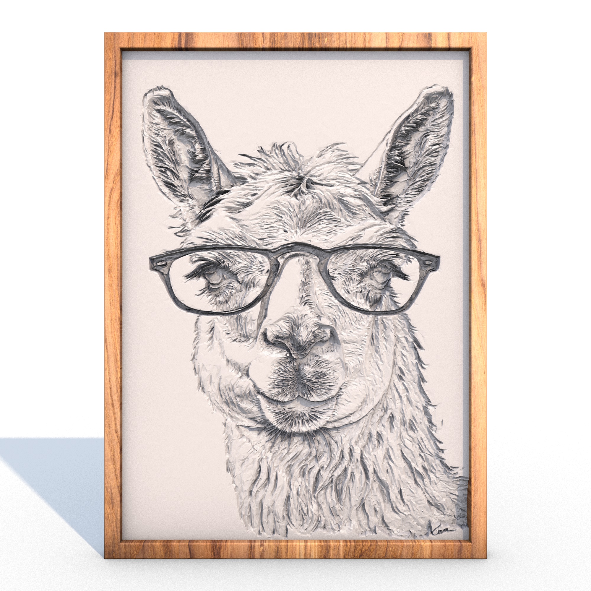 lama casa decoração parede arte oculos escuros animal moda legal diversão peculiar projeto brincalhão moderno único retrato vivo caprichoso decorativo impressão fofa colorida crianças 3D print model - Mito3D