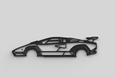 Lamborghini Countach siluet silüetler dekorasyon Sanat duvar 3d print model - Mito3D