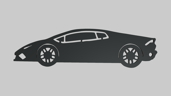 Lamborghini Huracan lp610 4 silhouette clé bague porte clés logo voiture jouets faible poly miniature médaille turbo soulagement ouragan 3d print model - Mito3D