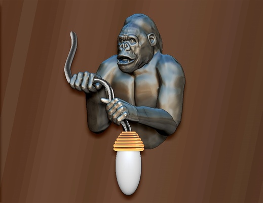 lampe gorilla mauer dekor zuhause haus statue dekorativ antiquität jahrgang stil desktop home accessories cnc art sculpture tier möbel innere design außen draussen garten luxus einzigartig 3d print model - Mito3D