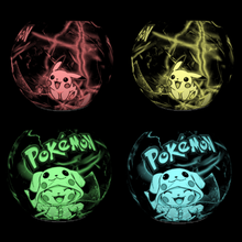 lampe litho sphère Pikachu LED multicolore lithophane lithophanie Pokémon énergie électrique janue Raichu sacha pokeball 3d print model - Mito3D