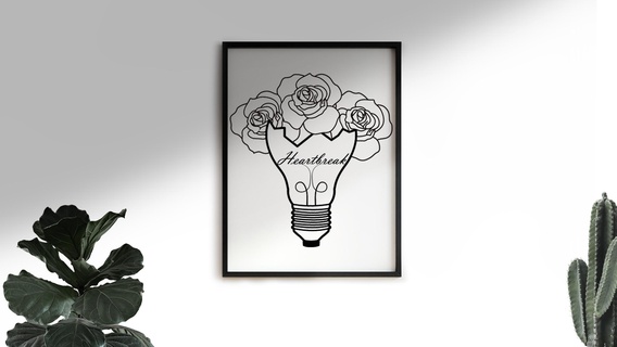 lampada Rose crepacuore parete arte decorazione arredamento casa design minimalista ornamento 2d 3d print model - Mito3D
