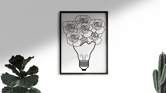 lampada Rose parete arte decorazione arredamento casa design minimalista ornamento 2d 3d print model - Mito3D