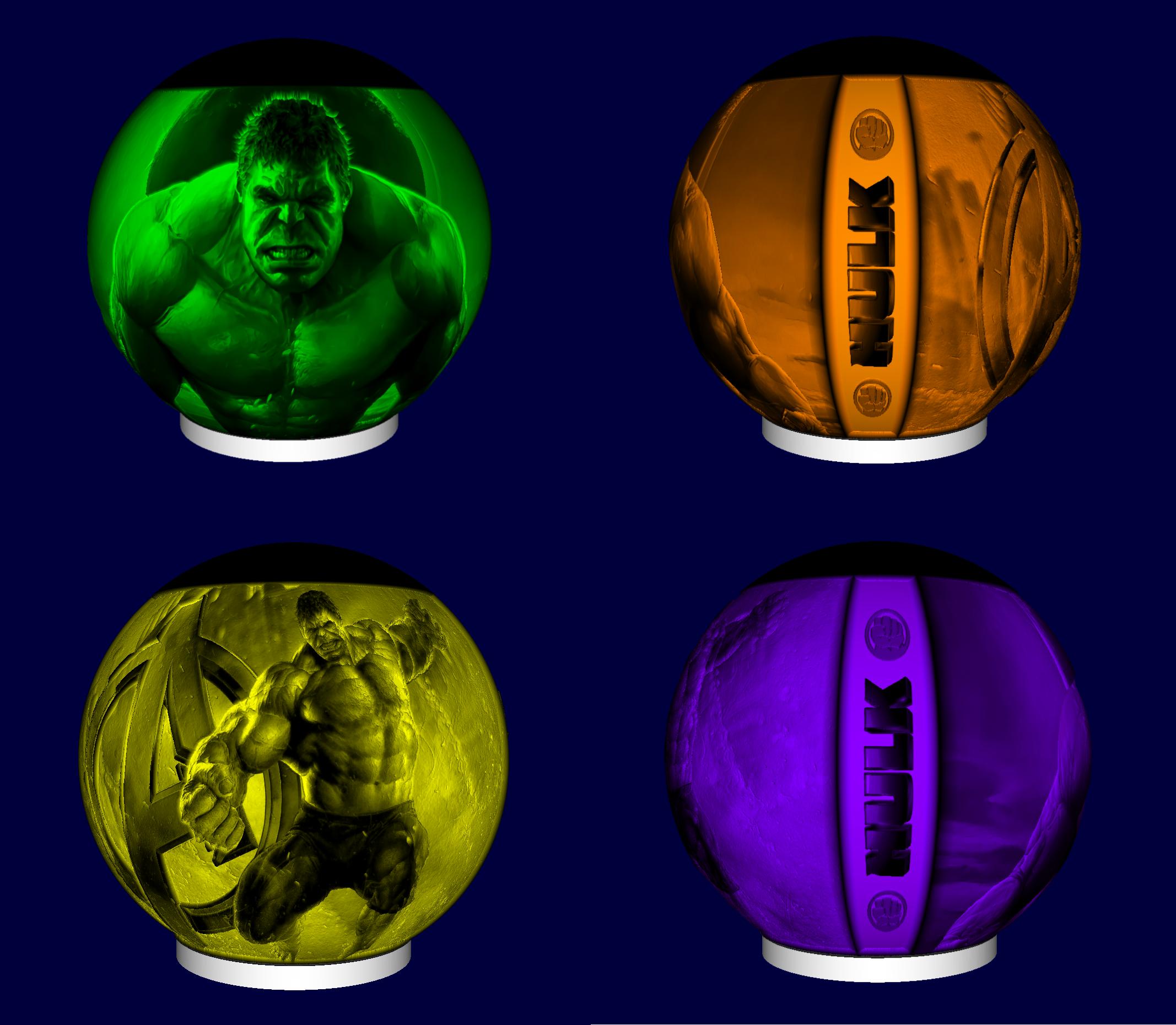 lampada sfera litofania hulk notte luce led Vendicatori 3D print model - Mito3D