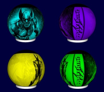 lamp sphere lithophany wolverine night light leds avengers 3d print model - Mito3D