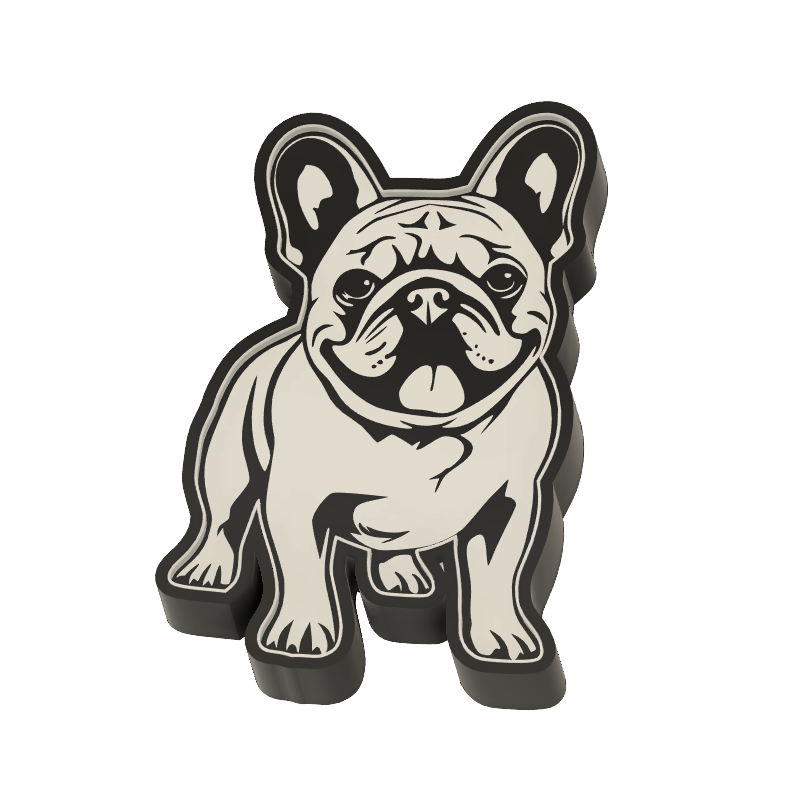 lampe box boite lumineuse bulldog bouledogue home lightbox light led dog chien animaux 3D print model - Mito3D