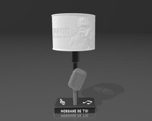 lampe litho renaud accueil maison chanteur chanson musique lithophanie 3d print model - Mito3D