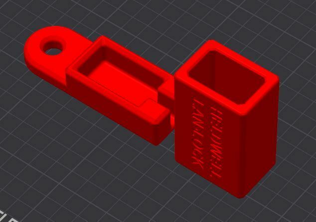 lan lock réseau câble fermer clé 3D print model - Mito3D