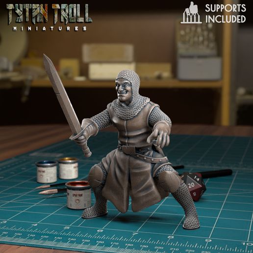 lancelot pre supported jogos dnd miniatura minis mini masmorras dragões 32mm tytantroll miniaturas patreon fantasia 3D print model - Mito3D