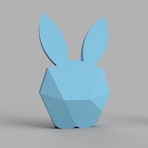 lapin lowpoly art 3dprinting blue bunny design fusion360 lowpolyart low poly modelisation 3d pink rabbit sculptures 3D print model - Mito3D