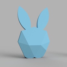 lapin lowpoly Kunst 3dprinting blau bunny design fusion360 lowpolyart low-poly modelisation 3d rosa Kaninchen Skulpturen 3d print model - Mito3D