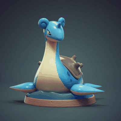 lapras pokémon art lokhlass bleu l'eau évoli mignonne figurine statue détaillé sylveon pikachu nintendo ventilateur 3d print model - Mito3D