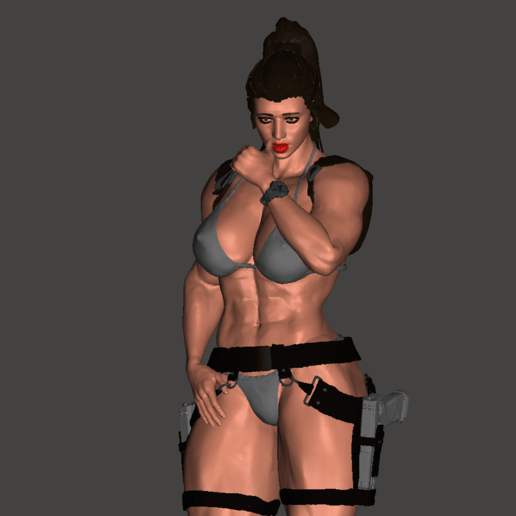 lara croft tool 3d printing woman tomb raider strong sexy muscle girl fitness bodybuilder 3D print model - Mito3D