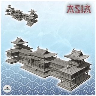 large asian palace two wings 29 - asia terrain clash katanas tabletop rpg china korea architecture miniatures building scenery wargame figures game oriental fantasy games accessories korean temple zen vietnam world war pacific malaysia 3d print model - Mito3D