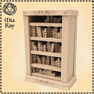 large bookshelf dragons dungeons fantasy game gaming mini rpg terrain miniature tabletop dnd bookcase scatter 3d print model - Mito3D