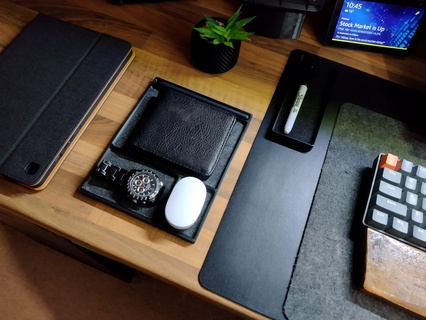 large desk tray pen optional felt inlay office storage setup make 3d print model - Mito3D