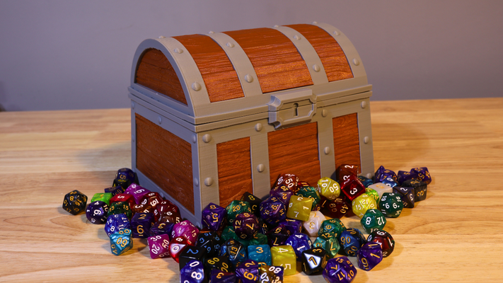 dnd würfel truhe halter unterstützung stl 3d drucken datei spiel box container spielzeuge spiele rollenspiel dungeons drachen tischplatte 3d print model - Mito3D