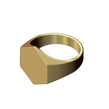 ampla gravável hexagonal sinete anel us Tamanho 6to13 3d impressão modelo joalheria imprimível ouro prata esterlina moda jóias luxo gravação declaração 3d print model - Mito3D