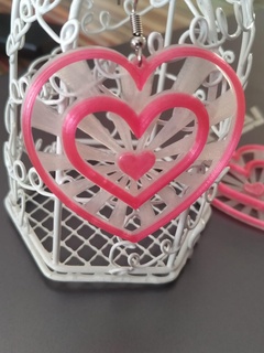 large heart earrings x3 three art collection bars lines accessories symmetrical easyprint 3d print model - Mito3D