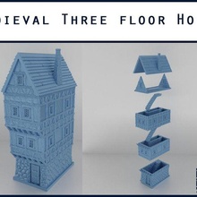 large medieval house - tabletop gaming terrain architecture 3dprintable apartment building cottage dnd miniature prop tiles dungeons dragons dungeon mansion scenery ruins shop game rpg model town village wargame wargaming buildings structures 3d print model - Mito3D