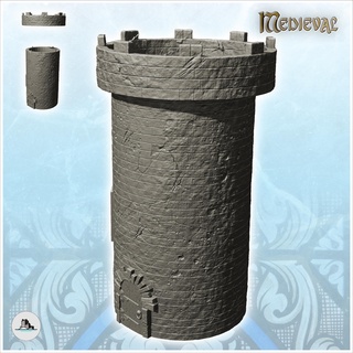 large medieval stone watchtower wooden door 9 - gothic feudal archaic saga 28mm 15mm Architecture building architecture tabletop miniatures scenery wargame game terrain house accessories middle age dark city war traditionnal fantasy european village 3d print model - Mito3D