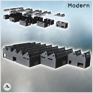 large modern factory glazed shed roof multiple accesses brick walls 10 - ww2 ww1 world war diaroma wargaming rpg mini hobby Game building architecture tabletop miniatures scenery wargame game terrain accessories normandy west two contempory flames yankee walking crisis bolt 3d print model - Mito3D