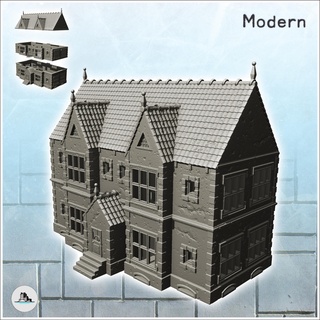 large modern house elevated entrance windows 5 - ww2 ww1 world war diaroma wargaming rpg building architecture tabletop miniatures scenery wargame game terrain accessories normandy western baroque contempory flames yankee walking crisis bolt 3d print model - Mito3D