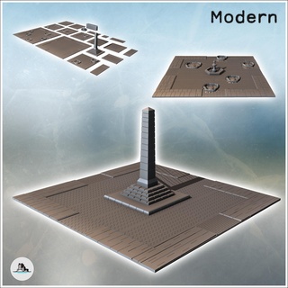 large modular urban square central obelisk fountain intact cratered versions 23 - modern ww2 ww1 world war diaroma wargaming rpg mini hobby Game building architecture tabletop miniatures scenery wargame game terrain accessories normandy west two contempory flames yankee walking crisis bolt 3d print model - Mito3D