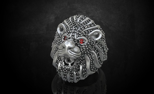 grand bague Lion pierres 320 3dprinted conception mode or d'or bijou bijoux impression imprimable prototypage anneaux argent 3d print model - Mito3D