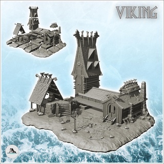 large viking palace tower storage annex 7 - alkemy asgard lord rings war rose warcrow saga Architecture accessories architecture building dark fantasy game miniatures terrain figures lotr age wargame scandinavian scenery ragnar wooden norman of middle 3d print model - Mito3D