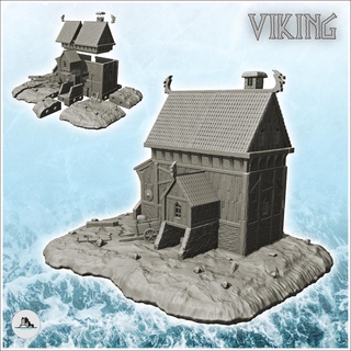large wooden stone viking house carved stairs accessories 5 - alkemy asgard lord rings war rose warcrow saga Architecture architecture building dark fantasy game miniatures terrain figures lotr age wargame scandinavian scenery ragnar norman of middle 3d print model - Mito3D