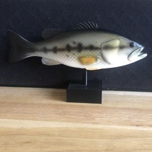 largemouth bass optional pedestal art fish fishing statue outdoors trophy stl 3d print model - Mito3D