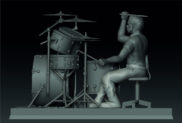 larry mullen jr - drummer u2 stl band music 3d print model - Mito3D