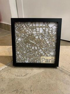 laser cut mapa París Arte tarjeta láser cortar corte decoración mesa 3d print model - Mito3D