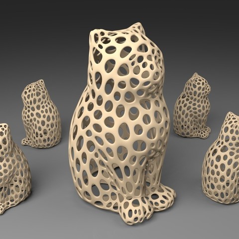 laser cat voronoi stile art sculture 3D print model - Mito3D
