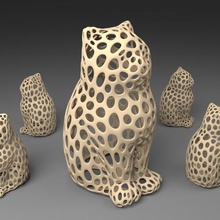 laser cat voronoi stile art sculture 3d print model - Mito3D