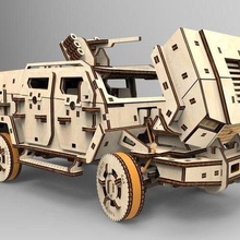 laser cut armored vehicle 3d wooden puzzle dxf cdr svg file format cutting car mdf plasma diy toy 3d print model - Mito3D
