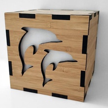 laser cut led dolphin cube home 3d print model - Mito3D