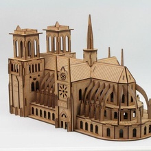 laser cut notre dame cathedral 3d puzzle pdf file cutting mdfcdr dxf svg 3d print model - Mito3D