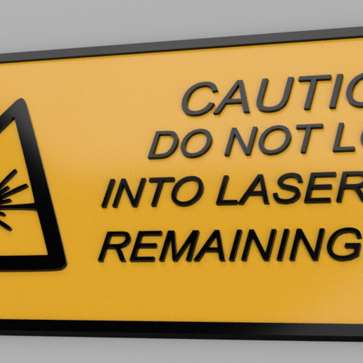 laser avvertimento cartello etichetta residuo occhio cnc co2 attenzione 3D print model - Mito3D