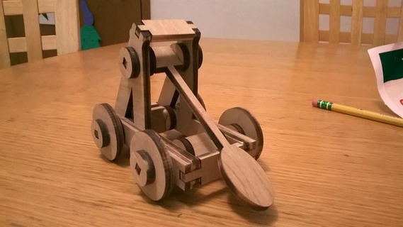 Corte laser cerco catapulta juego medieval miniatura caucho banda vehículo guerra ruedas toy_game_accessories 3d print model - Mito3D