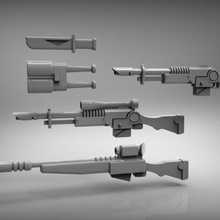 lasgun snipers gear art models warhammer wargaming tabletop miniatures krieg bits 40k 28mm 3d print model - Mito3D