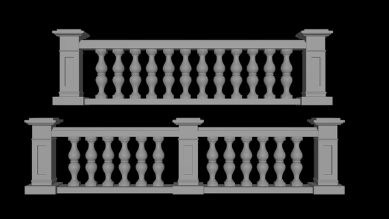 latest designs 3d concrete balustrade enhancements baluster railing parapet element deco fence mansion porch outdoor balcony cottage garden street park 3d print model - Mito3D