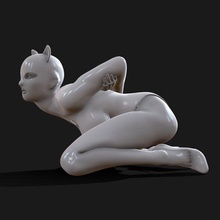 látex gato máscara Arte mujer hembra figura niña cuerpo bonndage esclavo maravilla piernas tacones figurilla catwoman miniatura 3d print model - Mito3D
