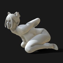 latex cat mask art woman female figure girl body character people marvel legs heels figurine catwoman miniature 3d print model - Mito3D