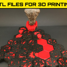 lava set - hex tiles highly detailed 3d game board 3d print model - Mito3D